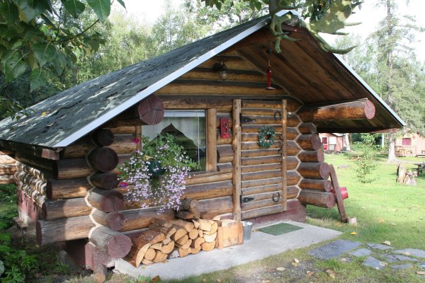 Cool cabin, warm fire.